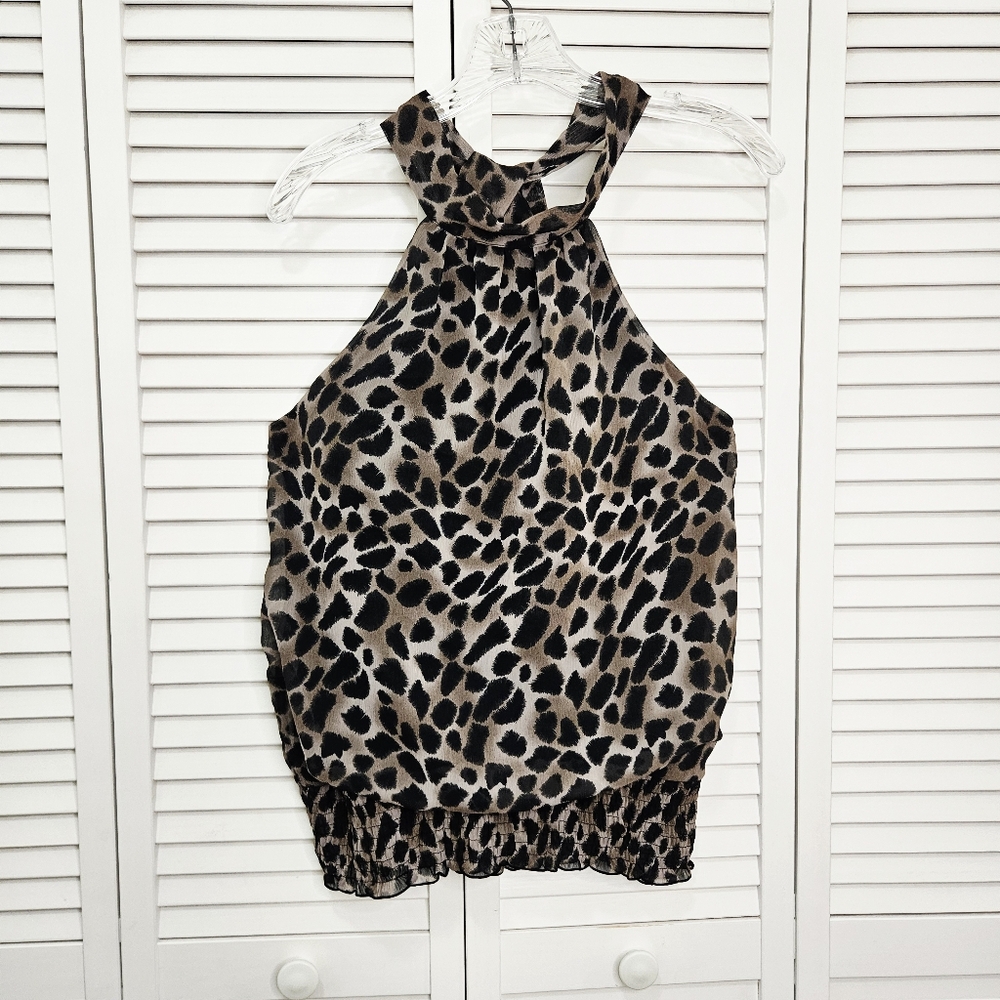 Cato Animal Print Halter Top Ties at Neck Women's Size Medium